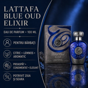 Lattafa Blue Oud Elixir – Apă de Parfum pentru Bărbați, 100 ml - Img 4