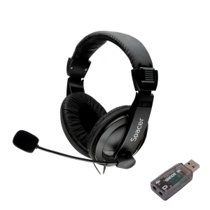 Casti Head-band SPACER SPK-222-USB, Cu fir, Negru