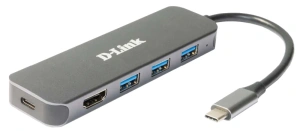 Docking station D-LINK DUB-2333, USB Type-C, 60W, Gri, 2 ani Garantie