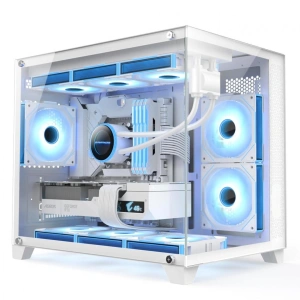 Carcasa 1STPLAYER Gaming MV6 TP WHITE