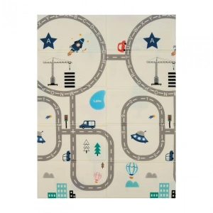 Covor de joaca pentru copii U-Grow, din spuma, pliabil, 2 fete, impermeabil, izolant, 120 x 180 x 1 cm, circuit