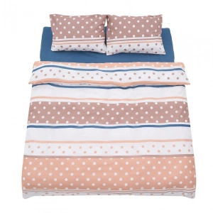 Lenjerie dubla 100% bumbac 4 piese, Polka