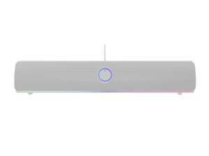 Soundbar GENESIS HELIUM 312BT 2.0, putere 10W, lungime cablu 150cm, frecventa raspuns 100 - 20000 Hz, iluminare multicolor, interfata USB-A, alb