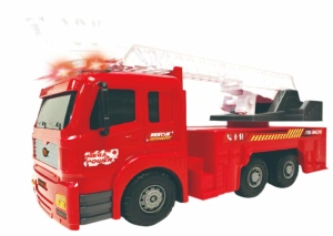 VEHICULE CU LUMINI, SUNETE SI FRICTIUNE, SCARA 1/6, 53 CM, AUTOSPECIALA POMPIERI ROSIE