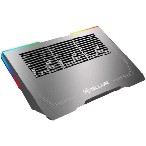 Cooler laptop Tellur Shade, pentru laptpori cu dimensiunea de 17", 3 ventilatoare, conexiune USB-A sau USB-C plug and play, iluminare RGB LED, gri