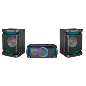 Sistem audio Akai Dual Speaker MX5, versiune BT 5.3, tip baterie Li-ion 2400mAh, voltaj baterie 12V, putere RMS 200W, format audio suportat MP3/WMA, timp de incarcare 2 ore, autonomie baterie 2-3 ore, frecventa raspuns 30HZ-20KHz, impendanta 4 ohm, ratie