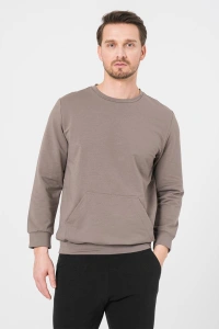 BLUZA COTON CASUAL BARBATI TAUPE-XL - Img 1