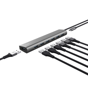 Hub Trust Halyx 7xUSB 3.2 Gen1, gri