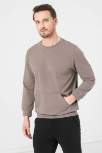 BLUZA COTON CASUAL BARBATI TAUPE-XL - Img 5
