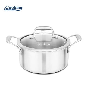 SEMIOALA INOX+CAPAC STICLA 24x12CM, 5L, ATOMIC3, COOKING BY HEINNER
