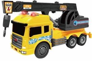 VEHICULE CU LUMINI, SUNETE SI FRICTIUNE, SCARA 1/14, 27CM, MACARA GALBENA
