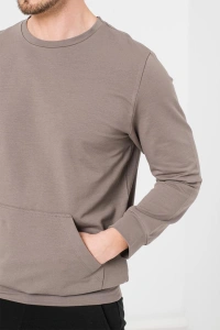 BLUZA COTON CASUAL BARBATI TAUPE-XL - Img 6