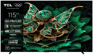 Televizor TCL QD-MiniLED 115C7K, 291 cm, Smart Google TV, 4K Ultra HD ,144Hz, Clasa E, Onkyo