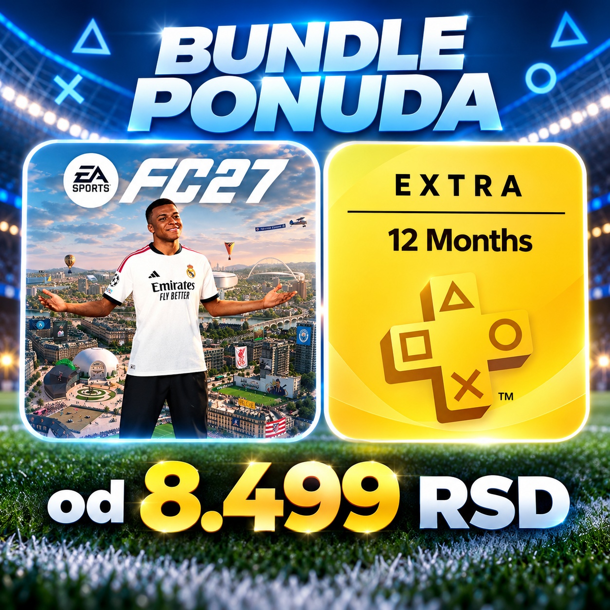 EA Sports FC 27 & PlayStation Plus Extra 12 Months PS4 / PS5 - PS4 Primary - igranje sa Vašeg ličnog naloga