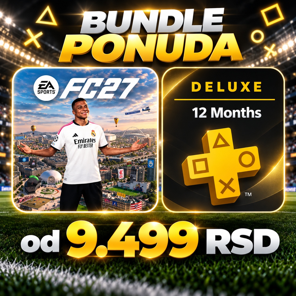 EA Sports FC 27 & PlayStation Plus Deluxe 12 Months PS4 / PS5 - PS4 Primary - igranje sa Vašeg ličnog naloga