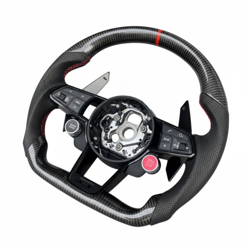 Volan sport AUDI A3 (8V) 2013-2020 / Piele perforata + Carbon - Img 4
