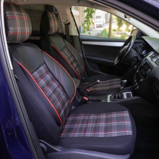 Huse scaune auto compatibile FORD Fiesta V 2002-2008 / Sport Negru-Rosu (05163) - Img 3