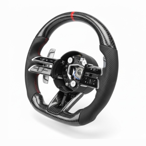 Volan sport MERCEDES Clasa B (W246) 2011-2018 / Piele perforata + Carbon - Img 3