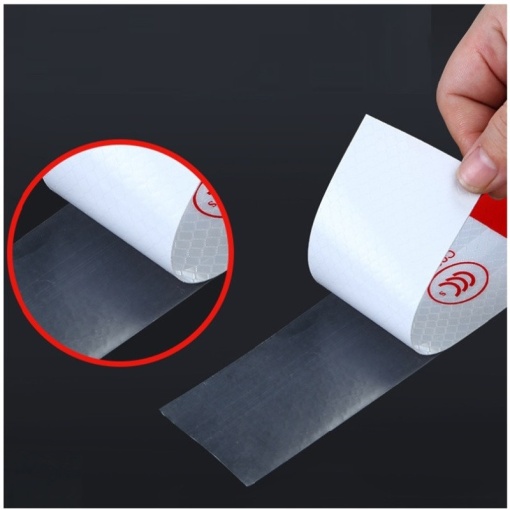Banda reflectorizanta tip fagure Alb+Rosu / 5cm x 25m - Img 2