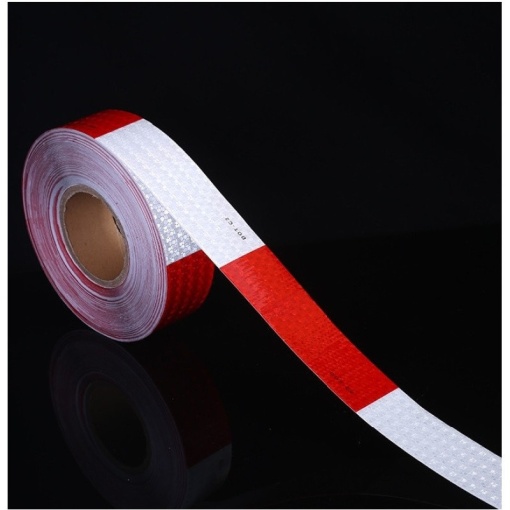 Banda reflectorizanta tip fagure Alb+Rosu / 5cm x 25m - Img 3