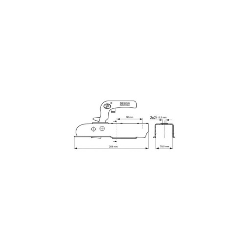 Cupla remorca 750 kg pentru ax patrat 70 mm / 750J - Img 3