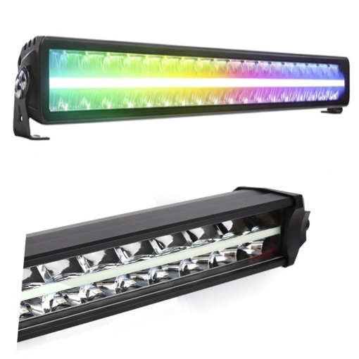 Proiector LED bar cu pozitie DRL lumina alba si RGB magic color - 480W Profesional - Img 3