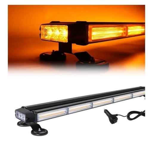Rampa girofar proiector LED COB stroboscopic lumina portocalie 12/24V - Baza Magnetica - Img 2