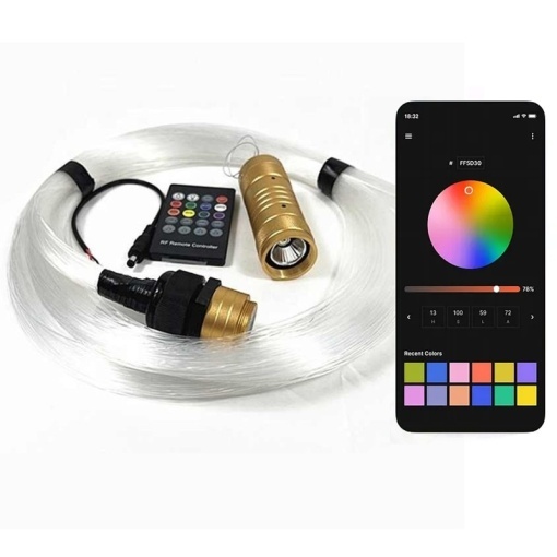 Kit fibra optica plafon instelat - 500 fire, 0,75mm, 12V - LED RGB cu telecomanda - Img 3