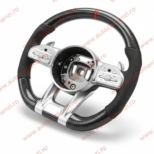 Volan sport MERCEDES Clasa A (W176) 2012-2018 / Piele perforata + Carbon - Img 3