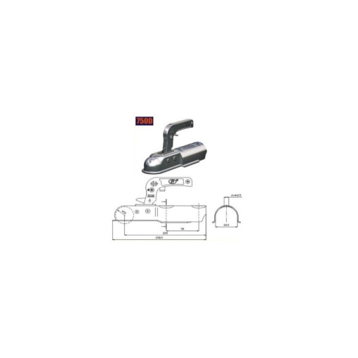 Cupla remorca 750 kg pentru ax rotund 60 mm / 750D - Img 2
