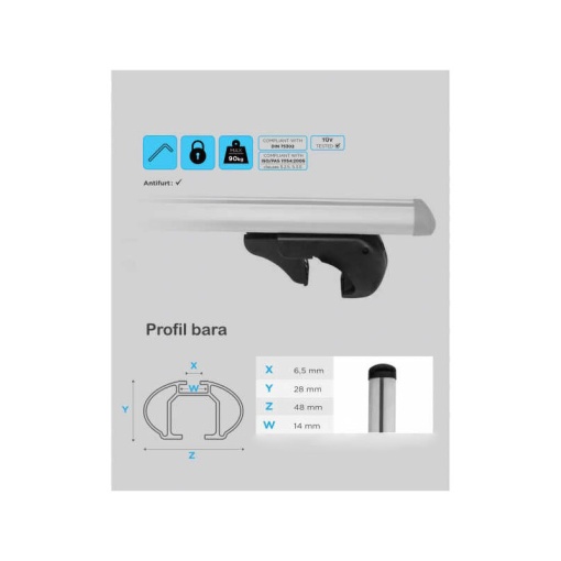 Set bare portbagaj SUZUKI Grand Vitara 1999-2005 - cu cheie antifurt / Aluminiu - 120 cm - Img 5