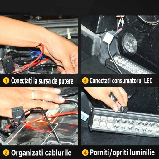 Cablaj proiectoare led waterproof 12v lungime 2.6m pentru lumini auto - Img 3