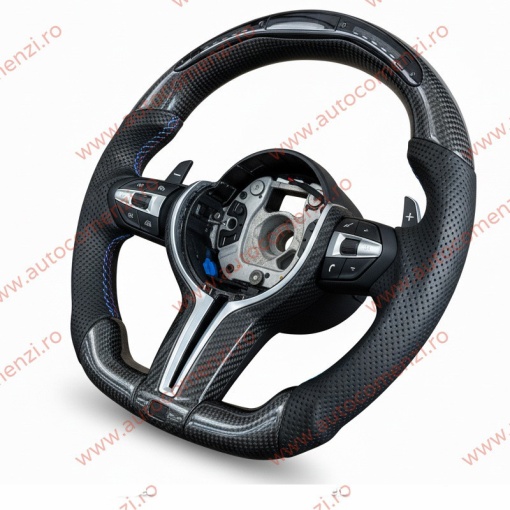 Volan sport BMW Seria 7 F01 / F02 2008-2015 / Piele perforata + Carbon + Display - Img 2