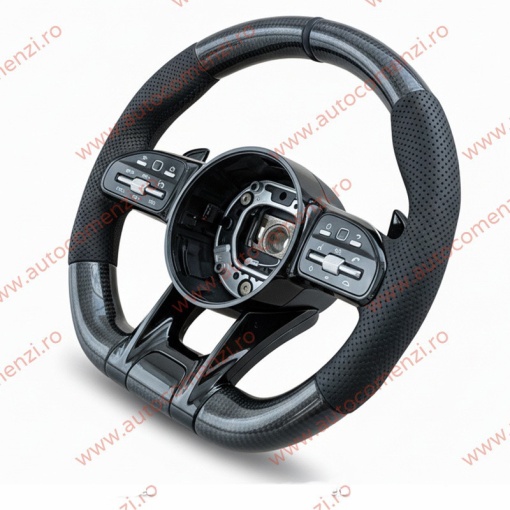 Volan sport MERCEDES Clasa C (W204) 2008-2015 / Piele perforata + Carbon - Img 3
