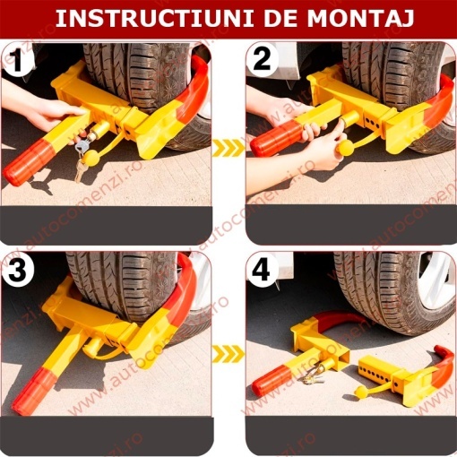 Antifurt Remorca Auto / Autoturism - Inchidere cu prindere la roata - Img 4