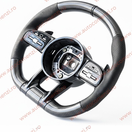 Volan sport MERCEDES Clasa C (W205) 2015-2023 / Piele perforata + Carbon - Img 3