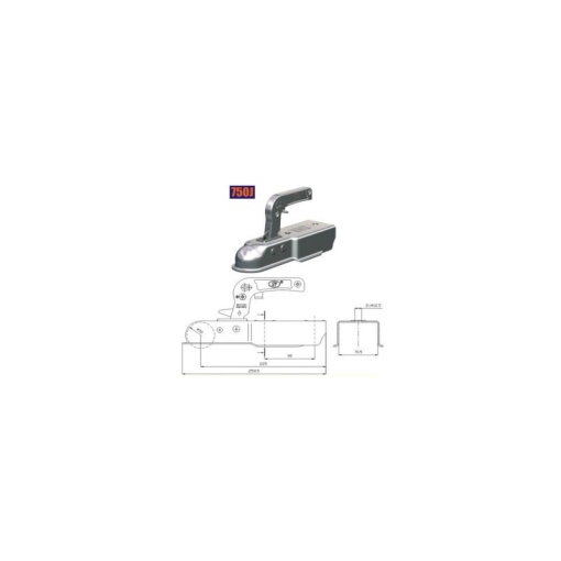 Cupla remorca 750 kg pentru ax patrat 70 mm / 750J - Img 2