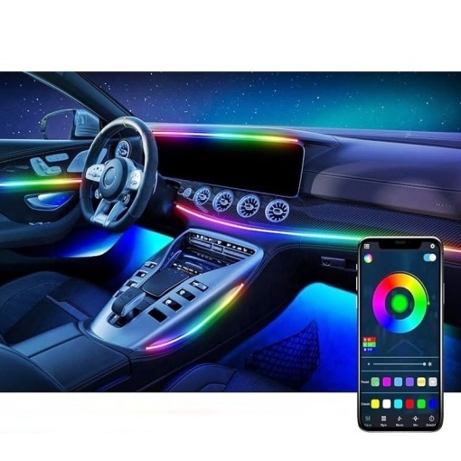 KIT Lumini ambientale LED RGB digital magic color 18 piese - aplicatie Bluetooth - Img 2