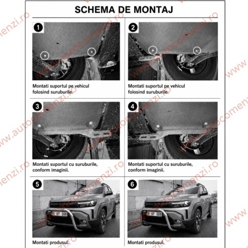 Bullbar dedicat DACIA Duster III 2024-prezent - negru mat - protectie premium + Kit Montaj - Img 5