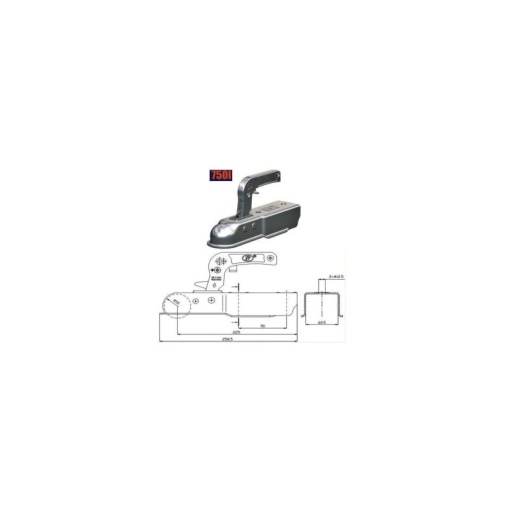 Cupla remorca 750 kg pentru ax patrat 60 mm / 750I - Img 2