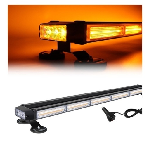 Rampa girofar proiector LED COB stroboscopic lumina portocalie 12/24V - Baza Magnetica - Img 2