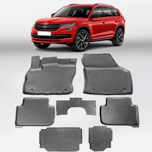 Covoare SKODA Kodiaq I 2017-2023 (5/7 locuri) - tip tavita - 100% cauciuc - SEINTEX