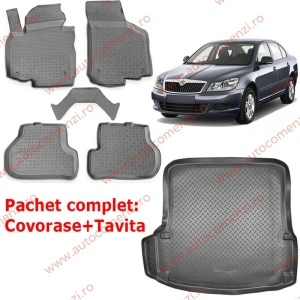 Pachet Tavita Portbagaj + Covoare SKODA Octavia II 2004-2013 Sedan / Hatchback