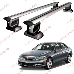 Set bare portbagaj MERCEDES Clasa C W204 2008-2015 Sedan / Coupe - Wingbar - cu cheie antifurt / Aluminiu