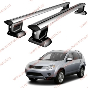 Set bare portbagaj MITSUBISHI Outlander II 2006-2012 - Wingbar - cu cheie antifurt / Aluminiu