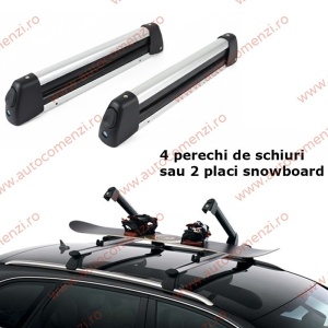 Set suport Schiuri / Snowboard KVO - ALUMINIU / cu cheie antifurt - Model universal 4 schiuri / 2 placi snowboard