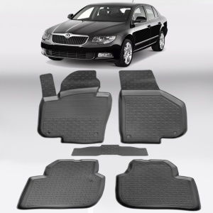 Covoare SKODA Superb II 2008-2015 - tip tavita - 100% cauciuc - SEINTEX