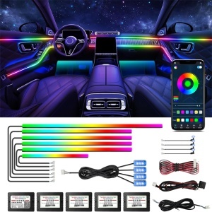 KIT Lumini ambientale LED RGB digital magic color 18 piese - aplicatie Bluetooth