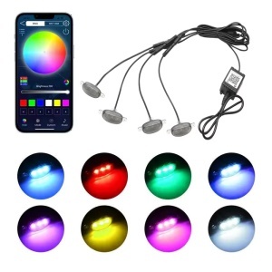 Set 4 lampi - LED RGB 12V grila - Control Bluetooth diverse jocuri de lumini