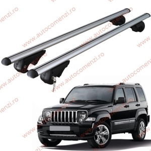 Set bare portbagaj JEEP Cherokee (KK) 2008-2012 - ALUMINIU / cu cheie antifurt - 135 cm - PREMIUM